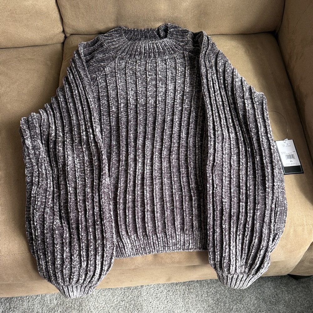 Gray Ribbed Women's Sweater